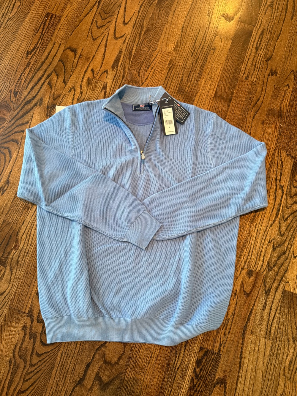 NWT 100% Cashmere Vineyard Vines Men’s Light Blue Half-Zip Sweater